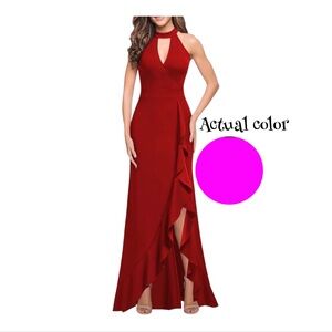 NWT WOOSUNZE Women's High Neck Sleeveless Split Bodycon Mermaid Long Dress